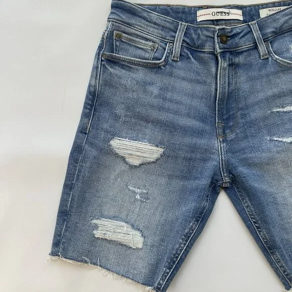 Guess Men's Regular Wyatt Denim Shorts Light Blue Size 38 - Picture 3 of 7